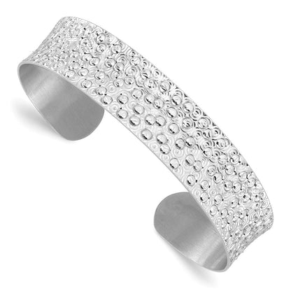 Sterling Silver Rhodium Plated Textured Bangle
