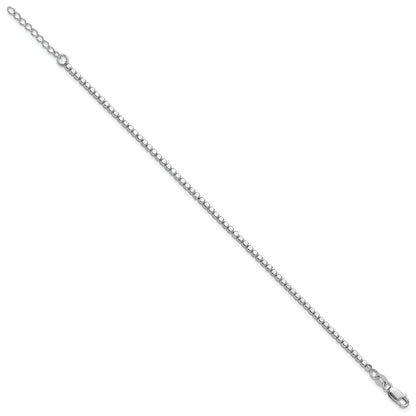 Sterling Silver Rhodium Plated Beaded With 1In Ext. Bracelet