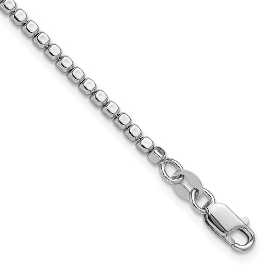 Sterling Silver Rhodium Plated Beaded With 1In Ext. Bracelet