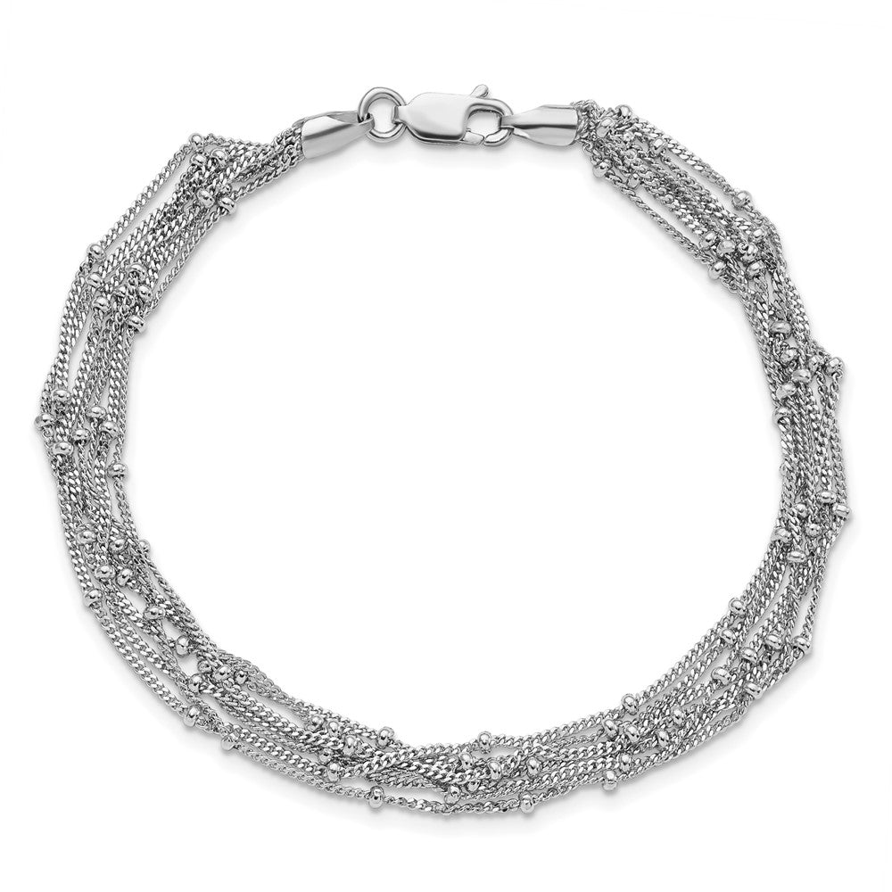 7.5 Inch Sterling Silver Seven Strand Beaded Bracelet