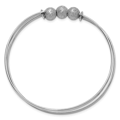 Sterling Silver Ss Radiant Essence Polish/Textured Beads Flexible Bangle