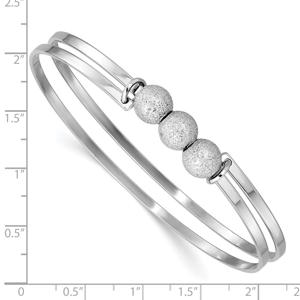 Sterling Silver Ss Radiant Essence Polish/Textured Beads Flexible Bangle