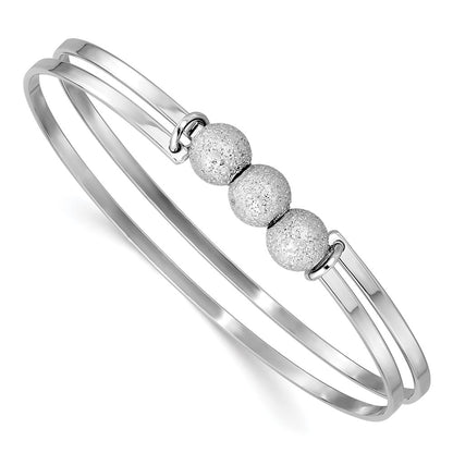Sterling Silver Ss Radiant Essence Polish/Textured Beads Flexible Bangle