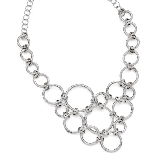 Sterling Silver Polished & Diamond-Cut Fancy Link Necklace