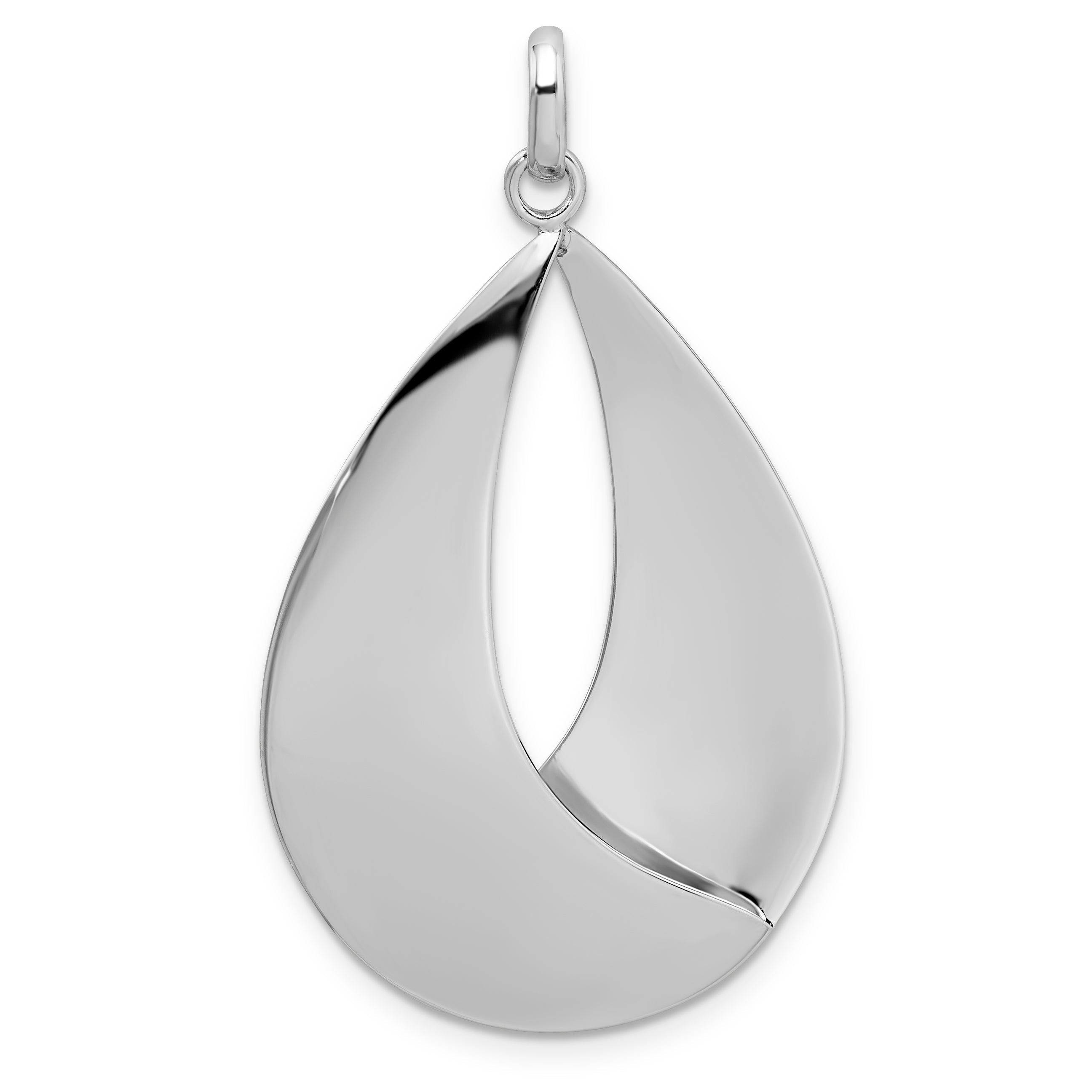 Sterling Silver Radiant Esse Rh-Plat Polish/Textured Pendant