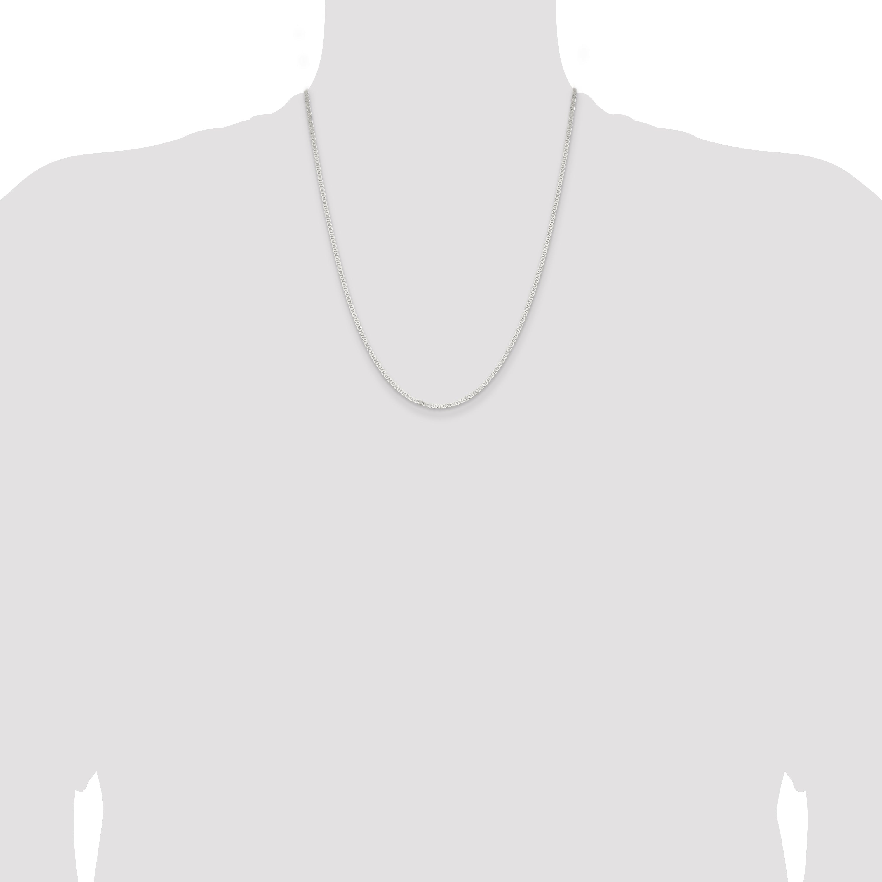 22 Inch Sterling Silver 2.25mm Flat Anchor Chain Necklace