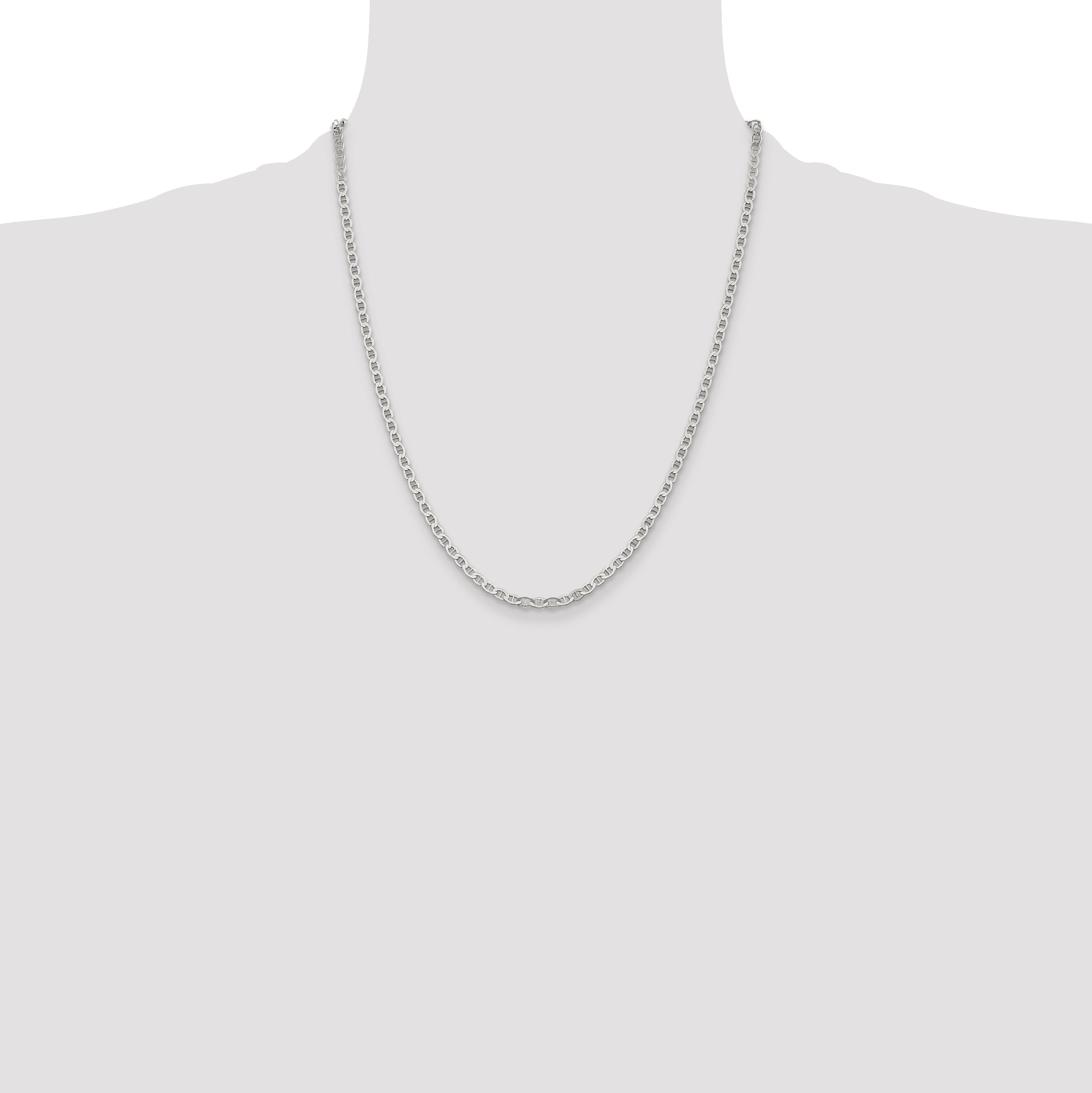 22 Inch Sterling Silver 3.1mm Flat Anchor Chain Necklace