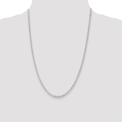 24 Inch Sterling Silver 3.1mm Flat Anchor Chain Necklace