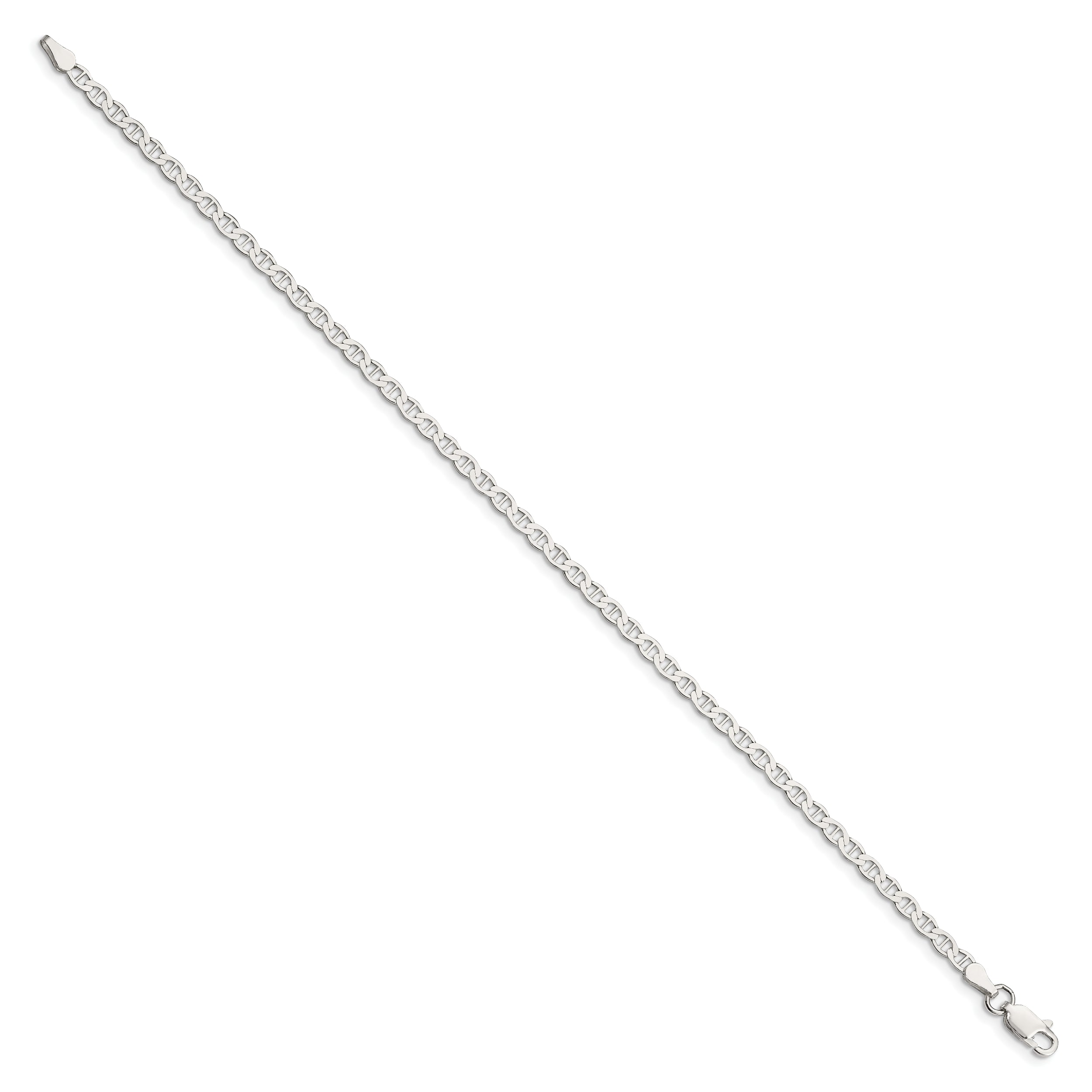 9 Inch Sterling Silver 3.1mm Flat Anchor Chain Anklet