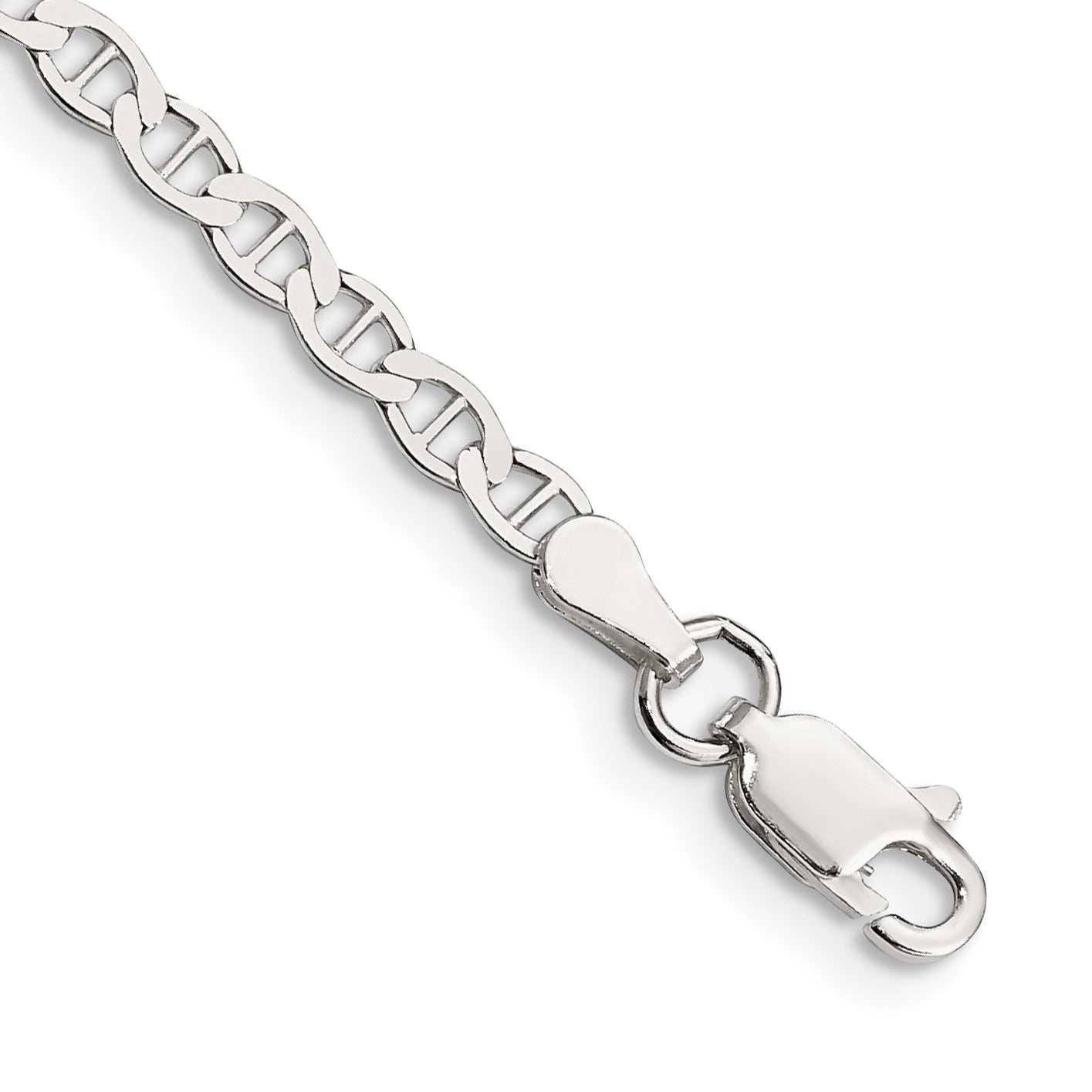 7 Inch Sterling Silver 3.1mm Flat Anchor Chain Bracelet