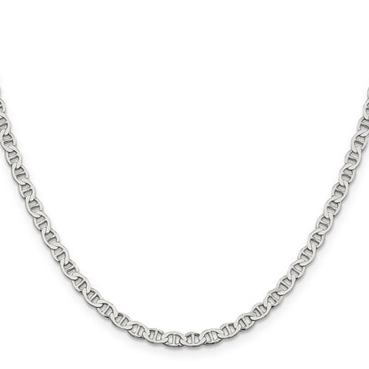 22 Inch Sterling Silver 4mm Flat Anchor Chain Necklace