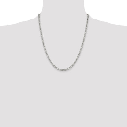 22 Inch Sterling Silver 4mm Flat Anchor Chain Necklace