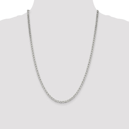 24 Inch Sterling Silver 4mm Flat Anchor Chain Necklace