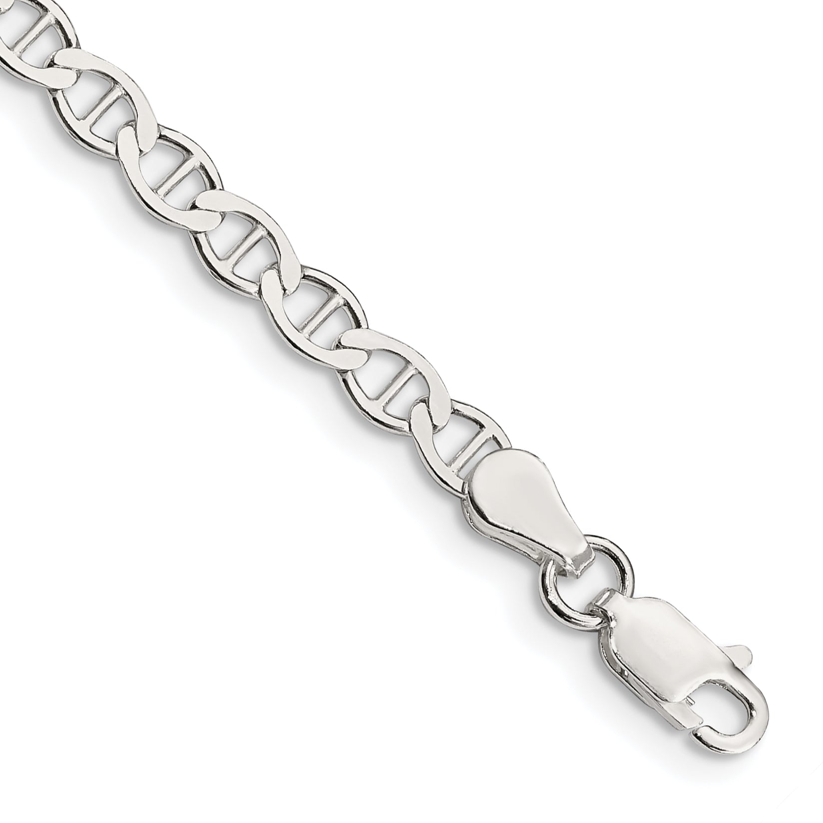 10 Inch Sterling Silver 4mm Flat Anchor Chain Bracelet