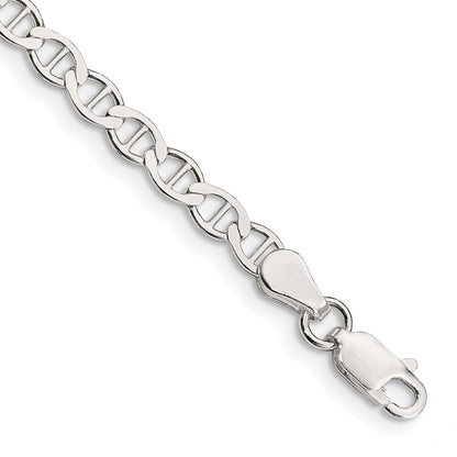 8 Inch Sterling Silver 4mm Flat Anchor Chain Bracelet