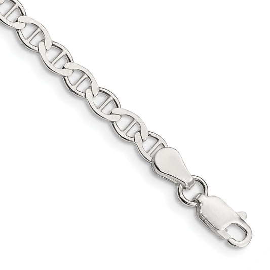8 Inch Sterling Silver 4mm Flat Anchor Chain Bracelet