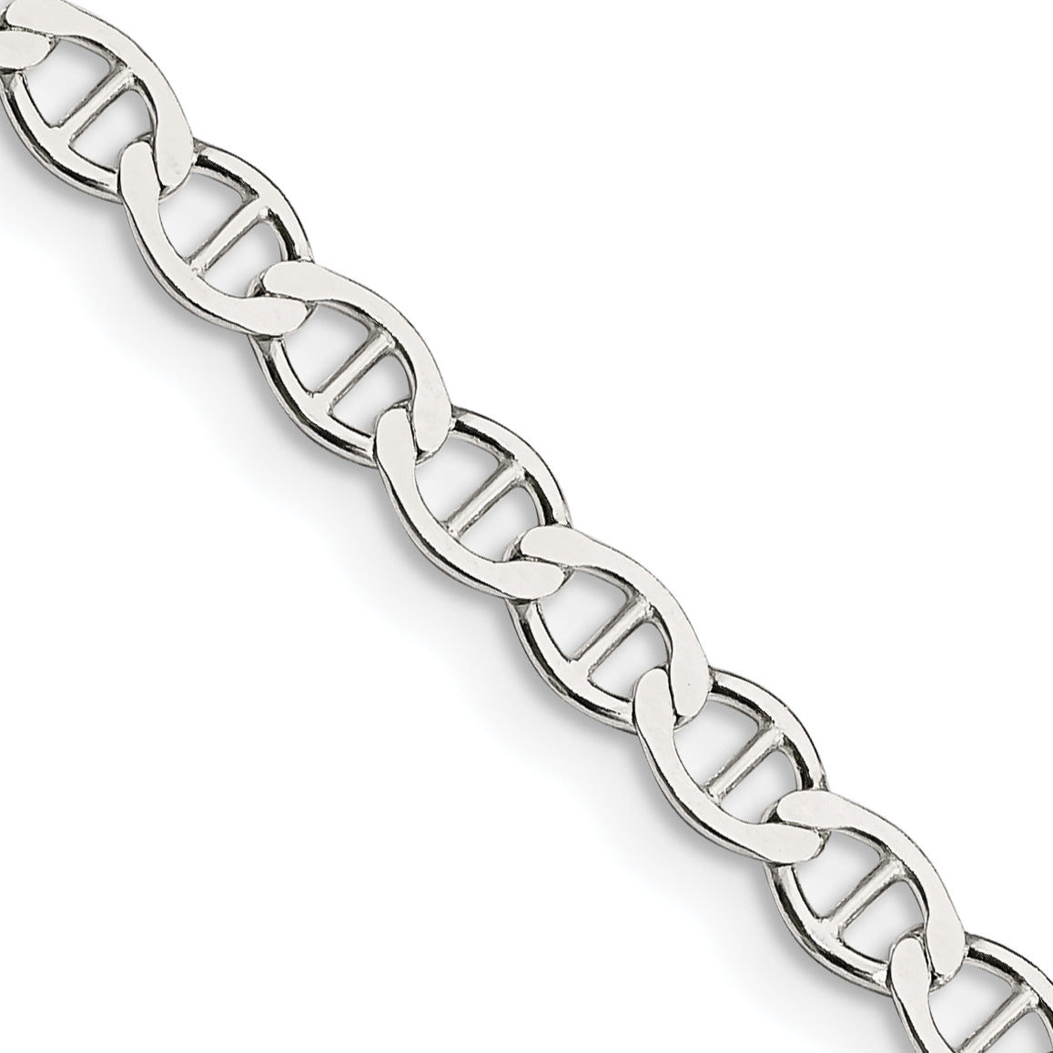 24 Inch Sterling Silver 4mm Flat Anchor Chain Necklace