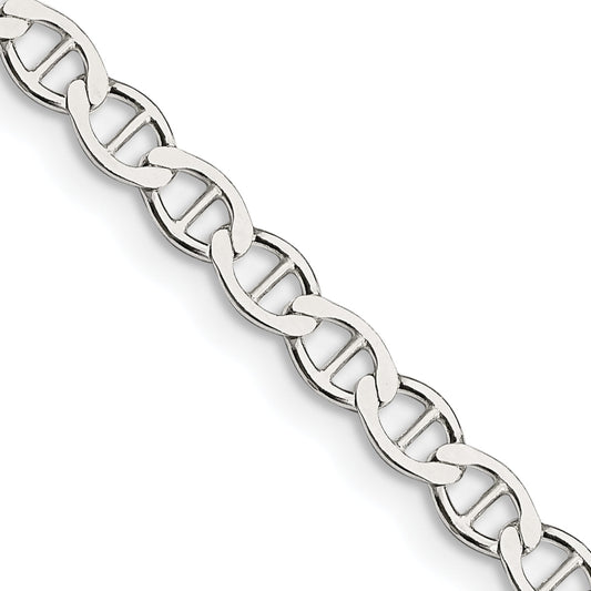 24 Inch Sterling Silver 4mm Flat Anchor Chain Necklace