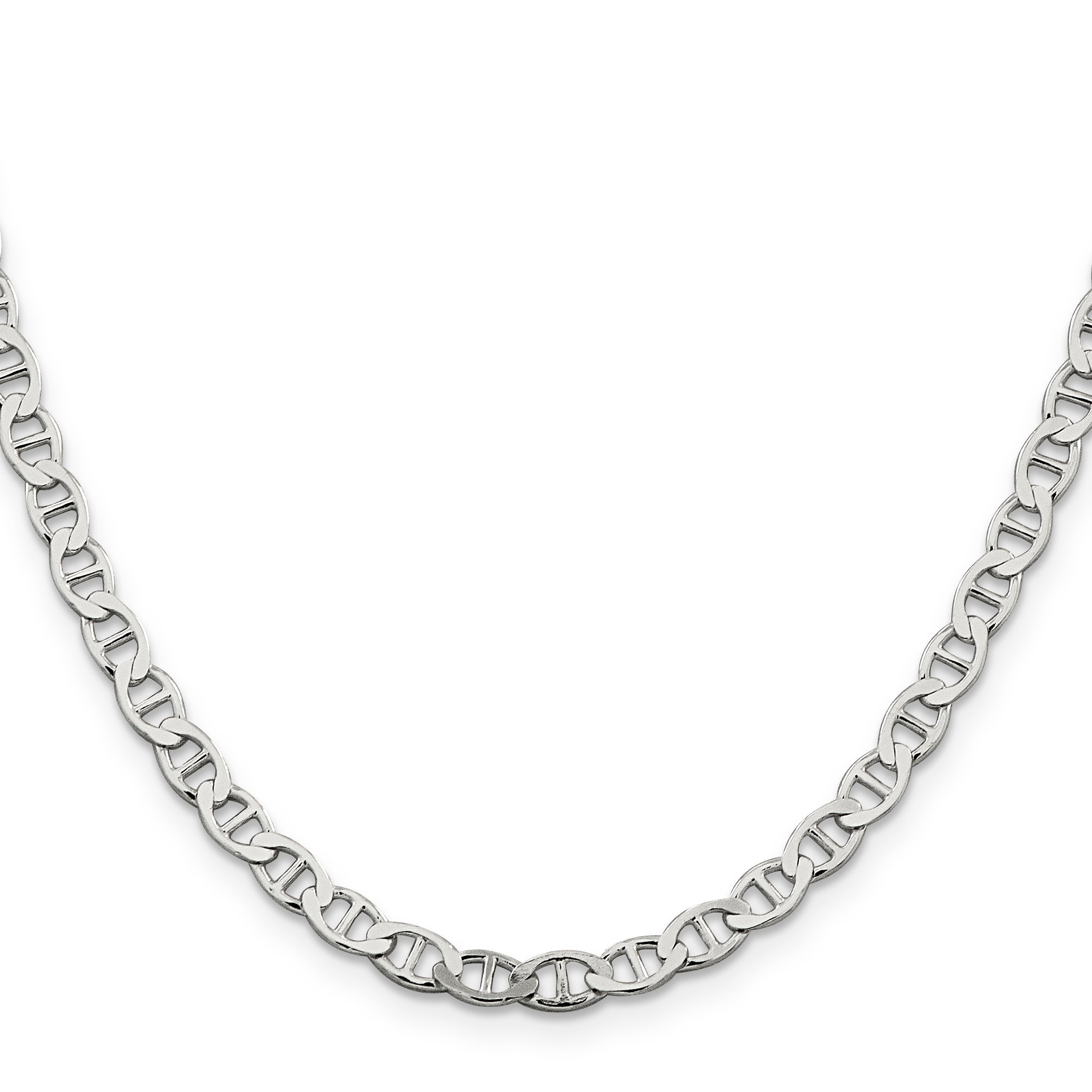 22 Inch Sterling Silver 4.75mm Flat Anchor Chain Necklace