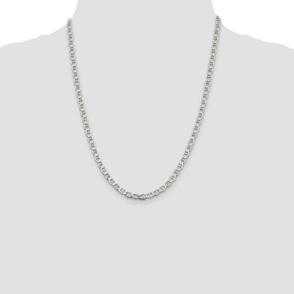 22 Inch Sterling Silver 4.75mm Flat Anchor Chain Necklace