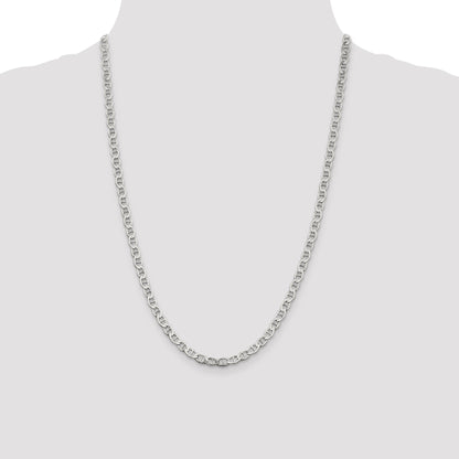 24 Inch Sterling Silver 4.75mm Flat Anchor Chain Necklace
