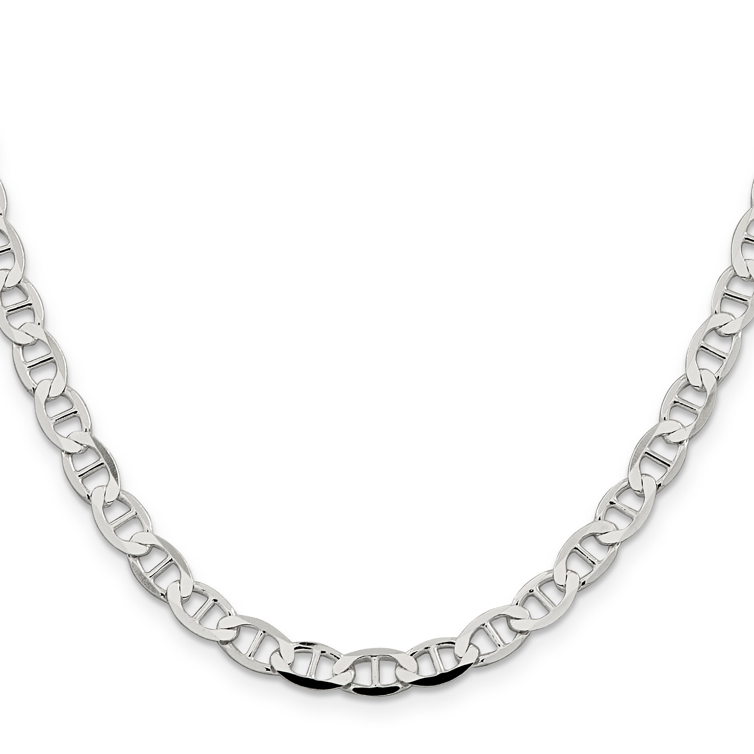 26 Inch Sterling Silver 5.7mm Flat Anchor Chain Necklace