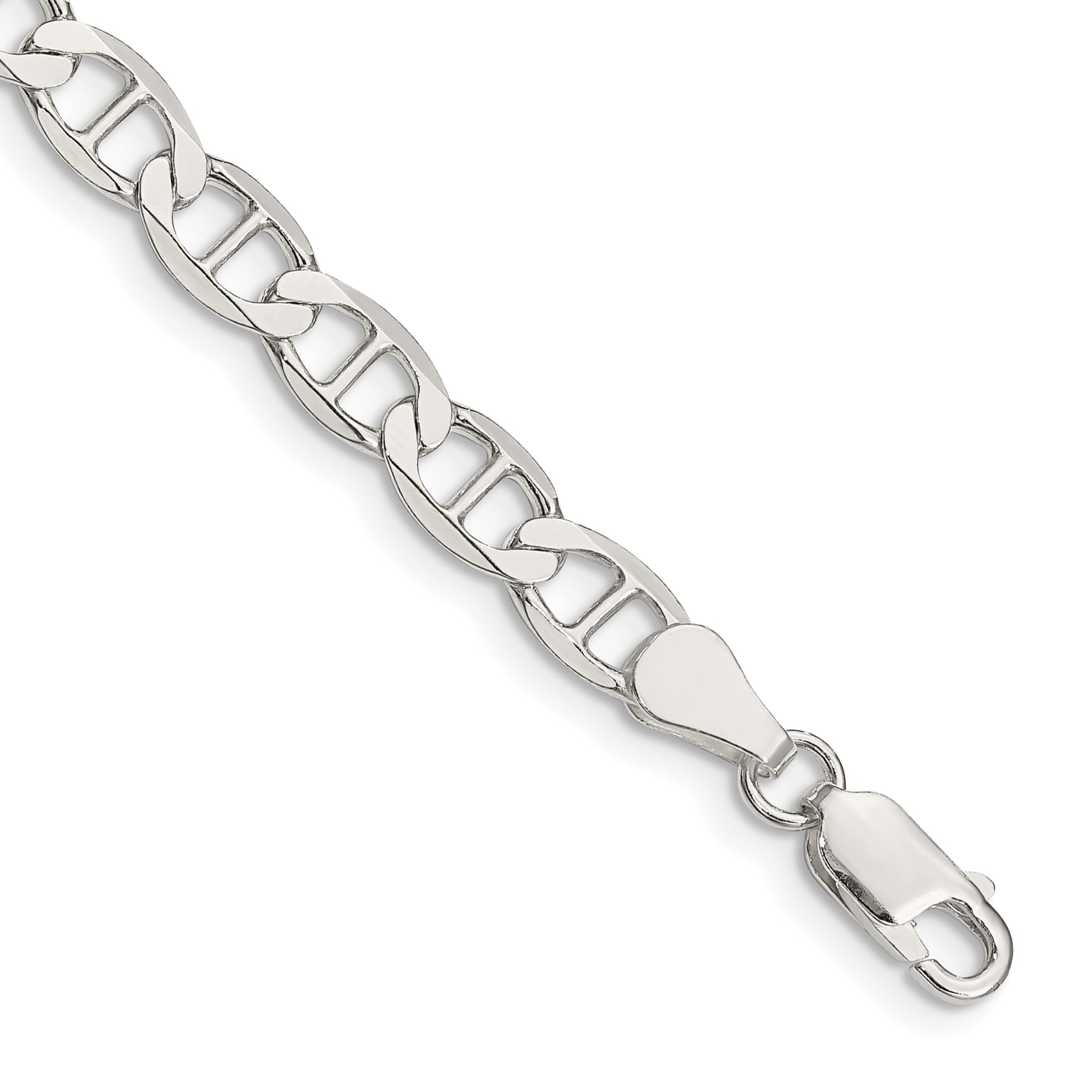 7 Inch Sterling Silver 5.7mm Flat Anchor Chain Bracelet