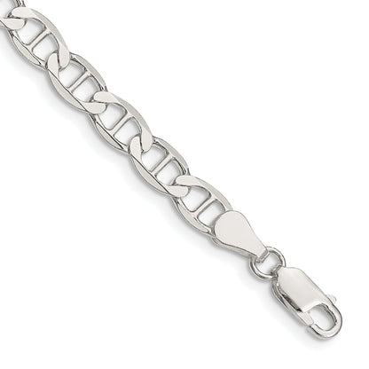 8 Inch Sterling Silver 5.7mm Flat Anchor Chain Bracelet