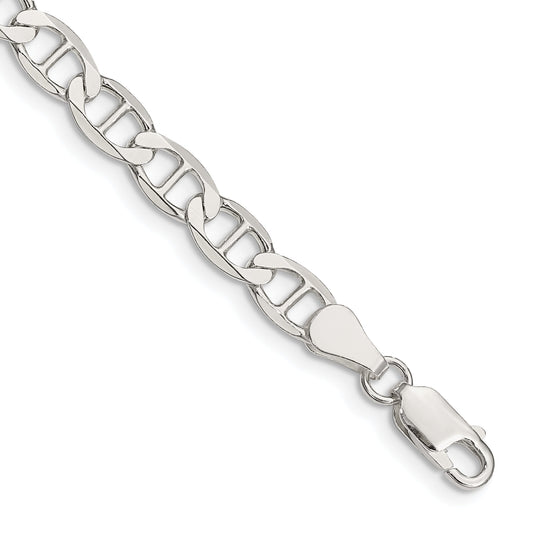 8 Inch Sterling Silver 5.7mm Flat Anchor Chain Bracelet