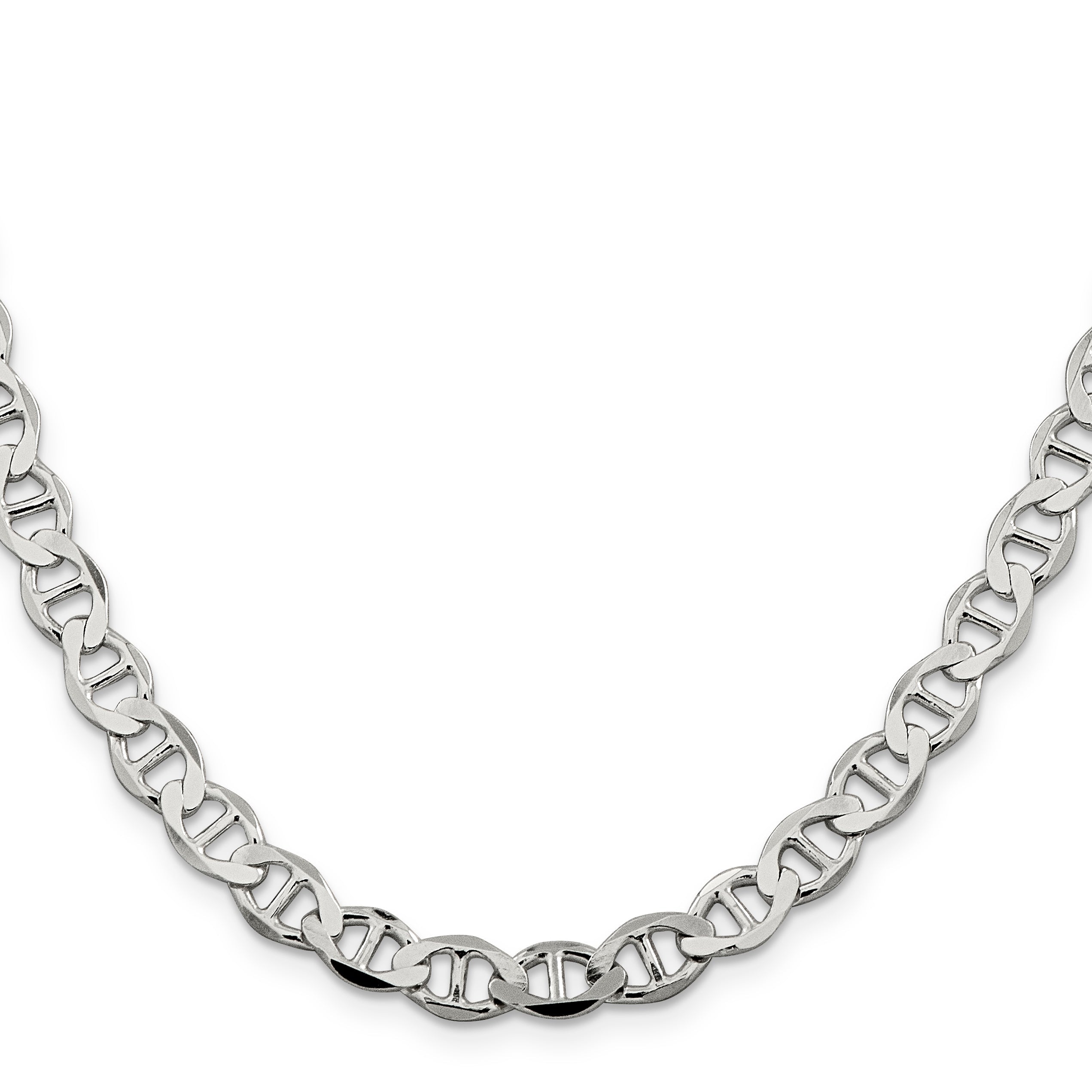 18 Inch Sterling Silver 7.1mm Flat Anchor Chain Necklace