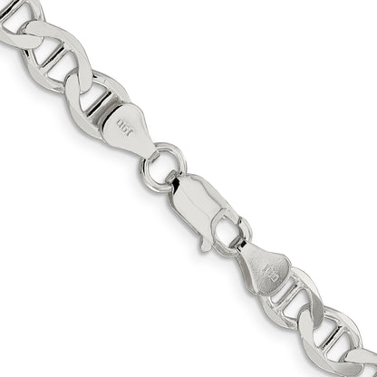 24 Inch Sterling Silver 7.1mm Flat Anchor Chain Necklace