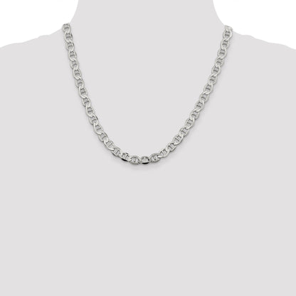 20 Inch Sterling Silver 7.1mm Flat Anchor Chain Necklace