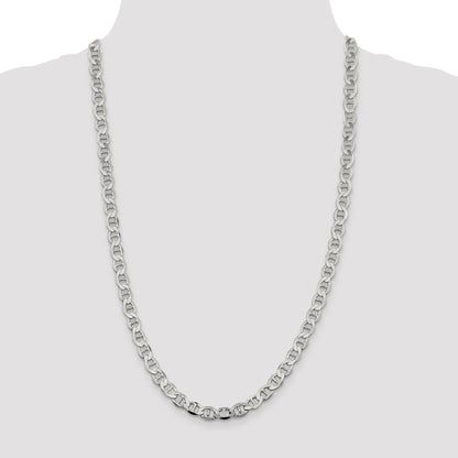 26 Inch Sterling Silver 7.1mm Flat Anchor Chain Necklace