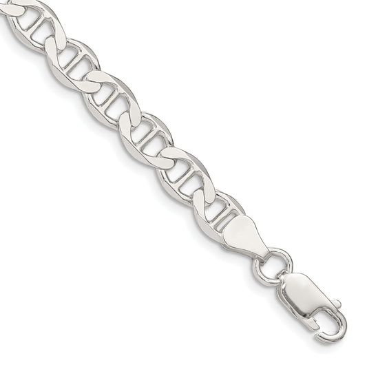 8 Inch Sterling Silver 7.1mm Flat Anchor Chain Bracelet