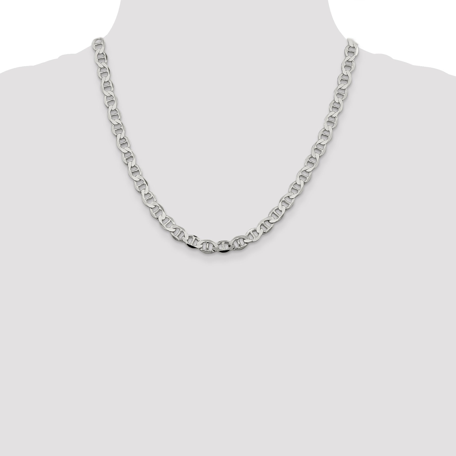 20 Inch Sterling Silver 8.9mm Flat Anchor Chain Necklace