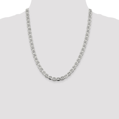 22 Inch Sterling Silver 8.9mm Flat Anchor Chain Necklace