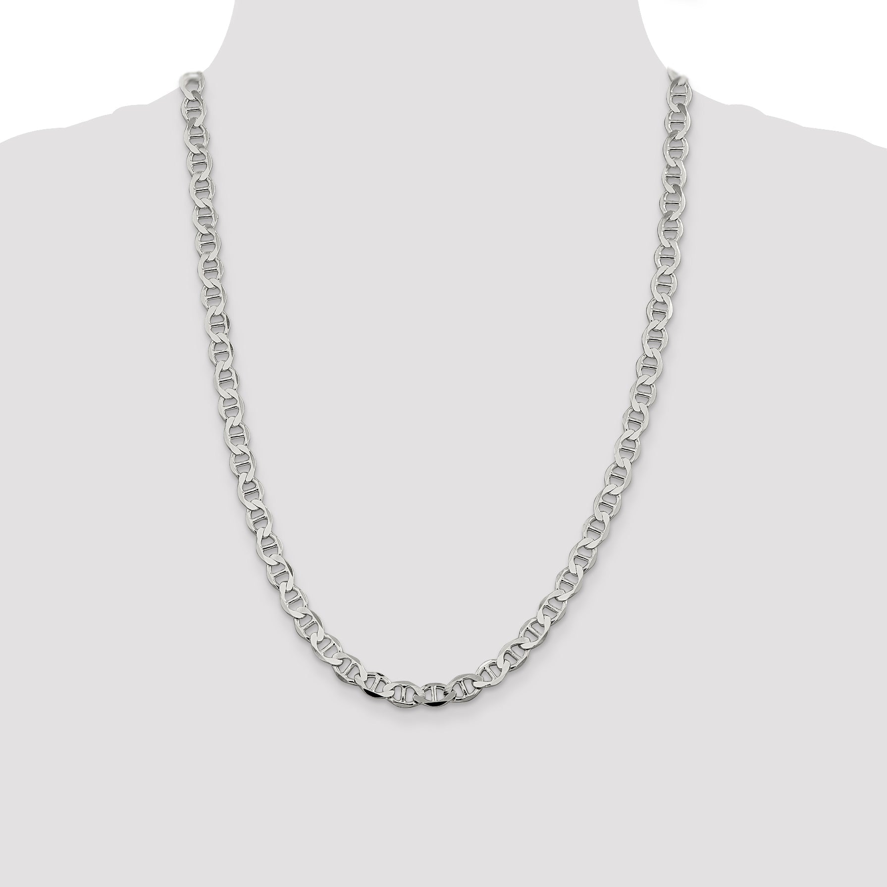 24 Inch Sterling Silver 8.9mm Flat Anchor Chain Necklace