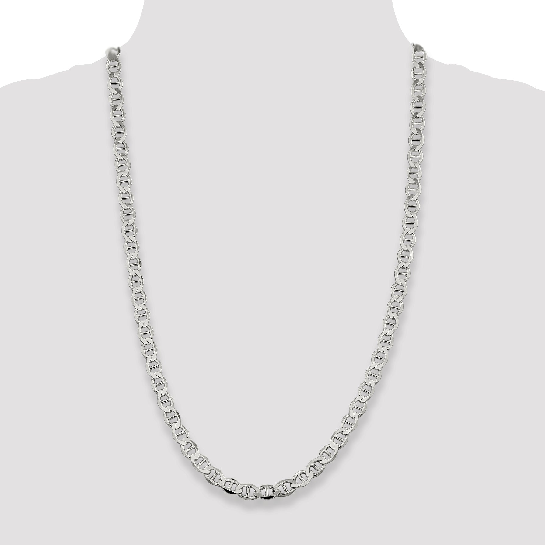26 Inch Sterling Silver 8.9mm Flat Anchor Chain Necklace