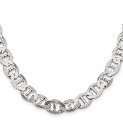 20 Inch Sterling Silver 9.95mm Flat Anchor Chain Necklace
