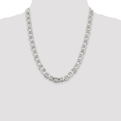 22 Inch Sterling Silver 9.95mm Flat Anchor Chain Necklace