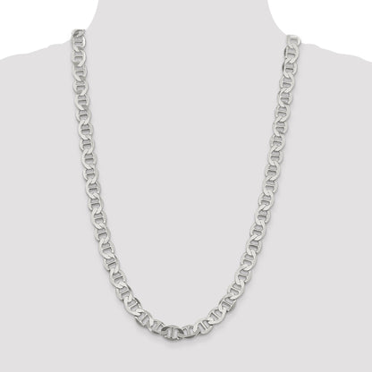 26 Inch Sterling Silver 9.95mm Flat Anchor Chain Necklace