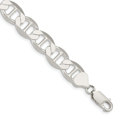 8 Inch Sterling Silver 9.95mm Flat Anchor Chain Bracelet