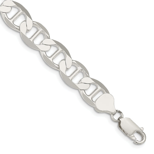 9 Inch Sterling Silver 9.95mm Flat Anchor Chain Bracelet