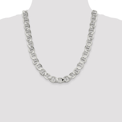 22 Inch Sterling Silver 12.3mm Flat Anchor Chain Necklace