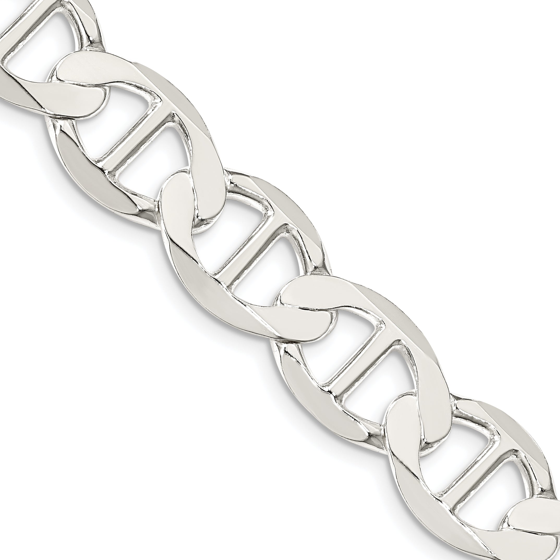 24 Inch Sterling Silver 12.3mm Flat Anchor Chain Necklace