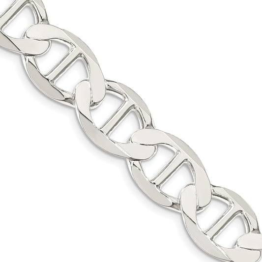 24 Inch Sterling Silver 12.3mm Flat Anchor Chain Necklace