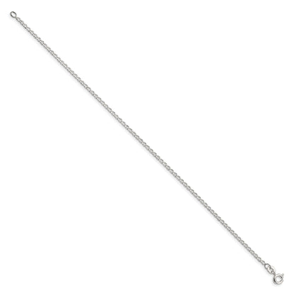 9 Inch Sterling Silver 1.5mm Open Elongated Link Chain Anklet