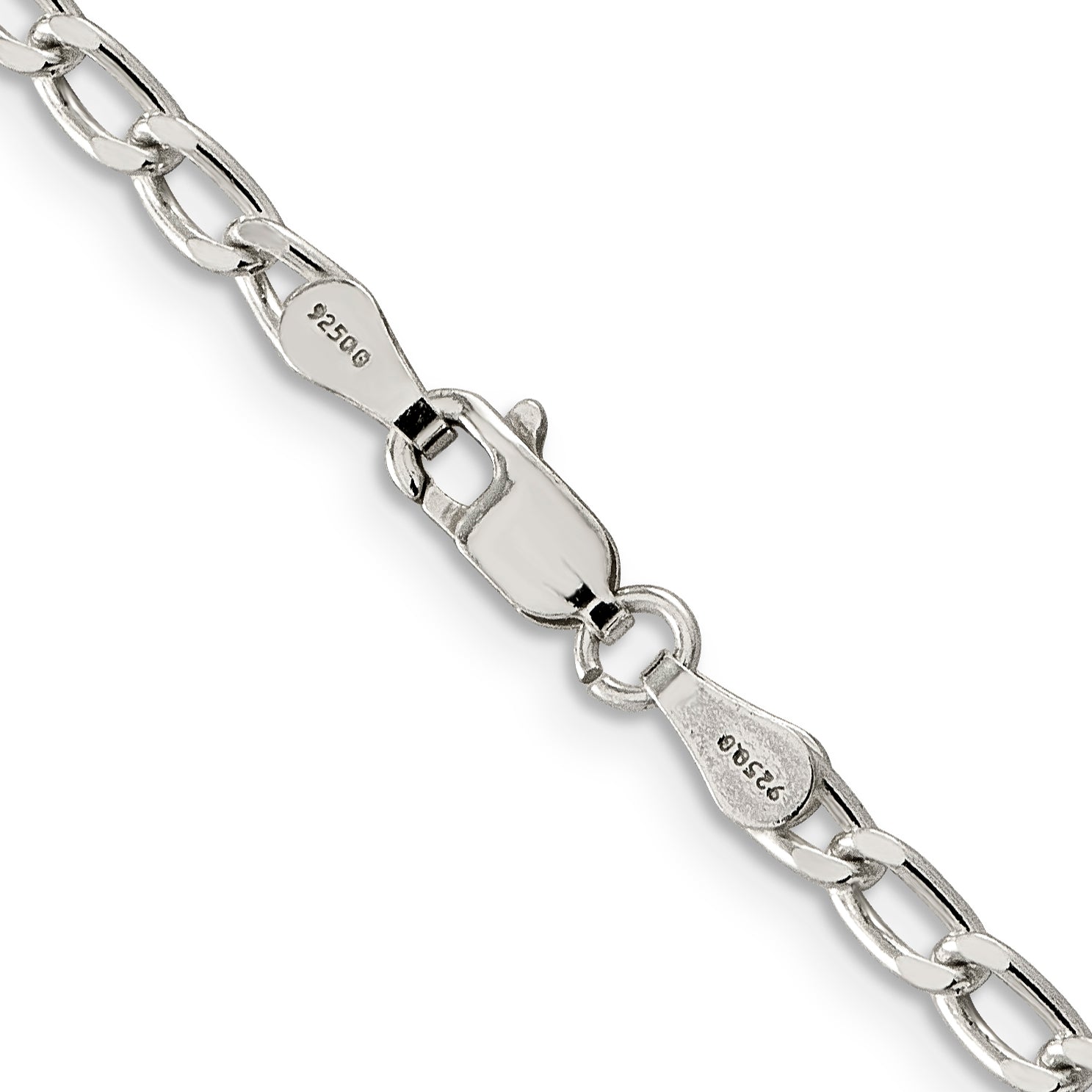 Sterling Silver Amore La Vita Rhodium-Plated Polished 3.2mm 8 Inch Open Link With Lobster Clasp Chain Charm Bracelet