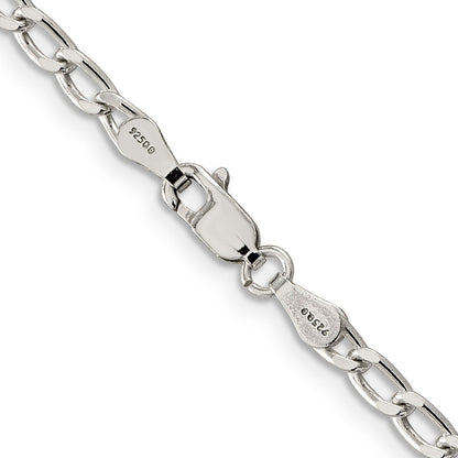 Sterling Silver Amore La Vita Rhodium-Plated Polished 3.2mm 8 Inch Open Link With Lobster Clasp Chain Charm Bracelet