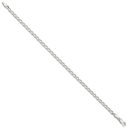 10 Inch Sterling Silver 3.2mm Open Elongated Link Chain Anklet